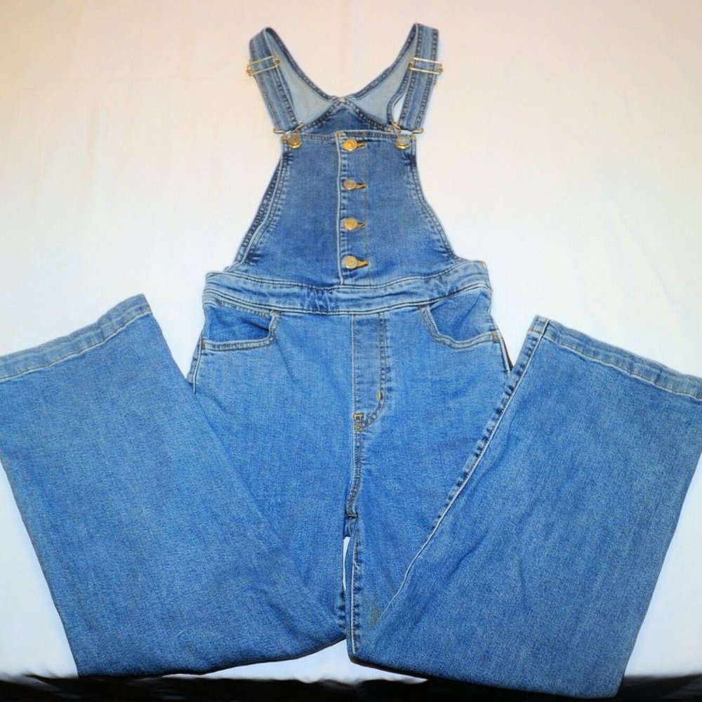 Jr Girls Levi's Denim Overalls Size 24 Side Waist Zip Detail Button Front Bib